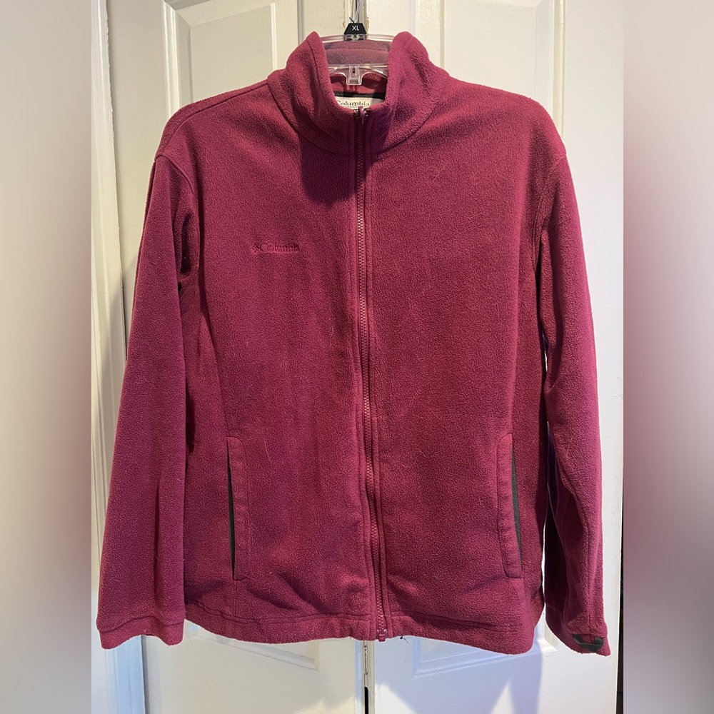 COLUMBIA ZipUp Fleece Jacket w Pockets - Merlot Red - Picture 2 of 9